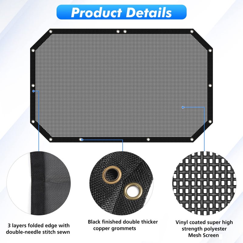 Jimen Front Mesh Sunshade Bikini Top Sun Shade for 2007-2018 Jeep Wrangler JK & Unlimited 2 Door 4 Door  Black - Image 3